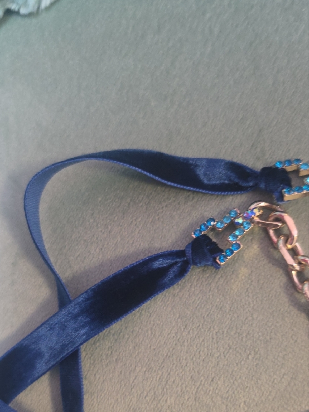 Betsey Johnson Gold-Tone Crescent Moon Necklace with Blue Crystals - Picture 7 of 9